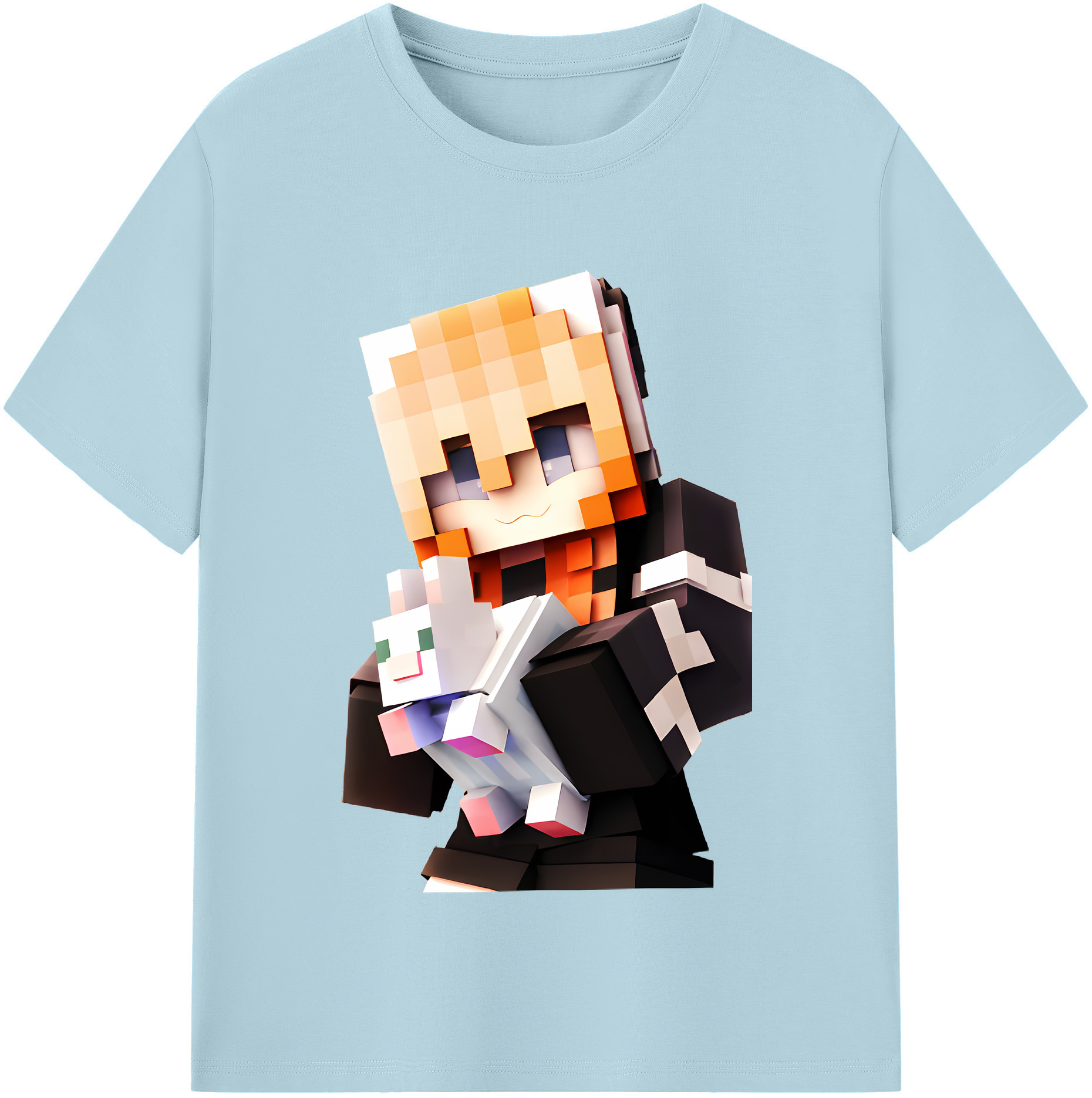 （画像用） マインクラフト ブロックの世界 Minecraft MC Block world 綿100％半袖Tシャツ（フロントプリント）
